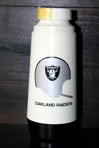 Vintage Oakland Raiders Thermos Thermo-Serv Las Vegas Glass Lined NFL Football Cover