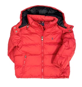 Polo Ralph Lauren Boys Winter Down Hooded Jacket Little Kids Size 5, 6 Red - Picture 1 of 4