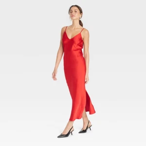 A New Day Women's Midi Slip Dress Red Size Large - Picture 1 of 8