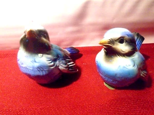Vintage Pair Goebel Germany Glossy Porcelain Bluebirds CV73 and CV72 - Picture 1 of 8