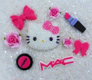 DIY 3D Kitty Bling Bling Flatback Cabochons Cell Phone Case Deco Kit - Picture 1 of 1