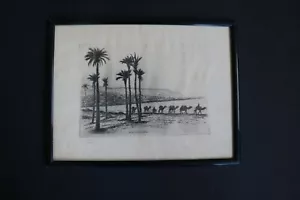 Jacob Eisenberg anni '30 con incisione cammelli israeliani Haifa e Monte Carmelo - Foto 1 di 9