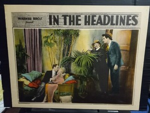 Lobby Card 1929 IN THE HEADLINES Grant Withers Clyde Cook spy on kissing couple