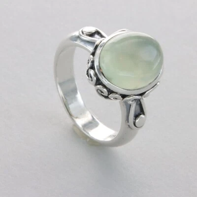 Anillo PREHNITA Verde Ovalado - Varios Tamaños - PLATA ESTERLINA 925 #15e Foto 1 de 4