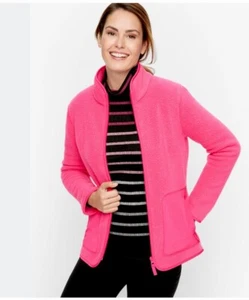 T by Talbots Women’s Fleece Sherpa Jacket Full Zip Pockets Pink 3X Plus NWT - Picture 1 of 14