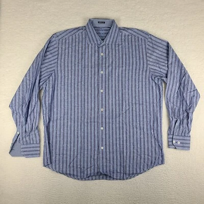 Bugatchi Uomo Shirt Mens 2XL XXL Blue Striped Paisley Classic Fit Button Up - Image 1 of 4