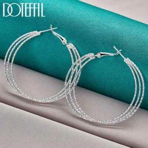 Pendientes de aro redondos de plata esterlina 925 DOTEFFIL 50 mm joyería - Imagen 1 de 6