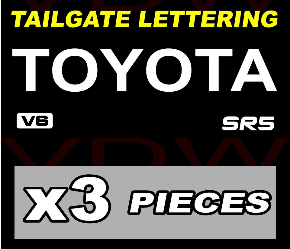 TOYOTA TRUCK TAILGATE LOGOS DECAL 89-99  SR5 V6 Tacoma pickup WHITE - Image 1 of 1