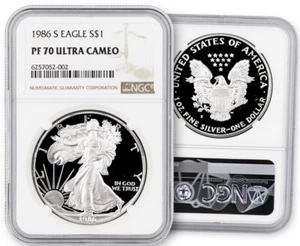 1986-S American Silver Eagle Proof NGC PF70 Ultra Cameo  - Picture 1 of 1