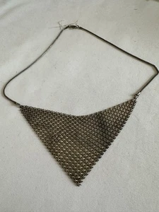 Collar de malla vintage babero gargantilla collar discoteca tono plata cota de malla - Imagen 1 de 6