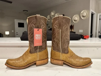 EUC 男式 Rios Of Mercedes 靴子,Umber Bruciato 鸵鸟,尺寸 10.5 D — 第 1/4 张图片