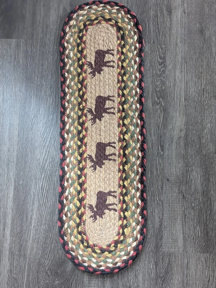 Corredor de mesa trenzado ovalado Earth Rugs Moose. alfombra trenzada o banda de rodadura de escalera Foto 1 de 2