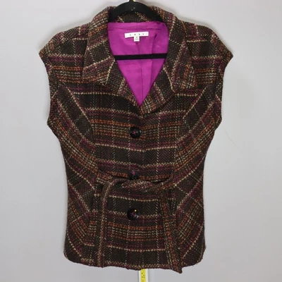 Chaleco Cabi Marrón Mezcla Lana Cuadros Cinturón Mediano | Capas Otoño Invierno Foto 1 de 4