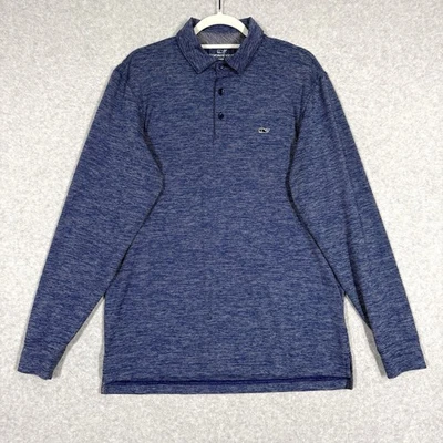 Vineyard Vines Polo Shirt Mens Small Performance Golf Coastal Blue Long Sleeve - Image 1 of 4