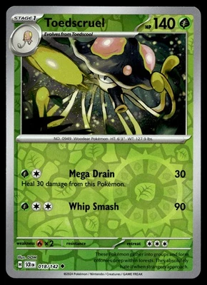 TOEDSCRUEL 18/142 UNCOMMON STELLAR CROWN POKEMON - Image 1 of 4