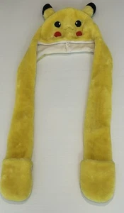 Pokemon Pikachu Beanie Hat Big Face Headwear With Hand Warmers NINTENDO Pokémon - Picture 1 of 4
