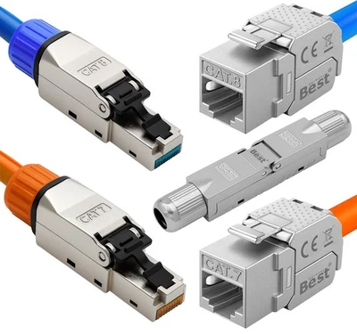 RJ45 Stecker Verbinder Keystone CAT.7 CAT.8 werkzeuglos STP LAN für Verlegekabel - Bild 1 von 4