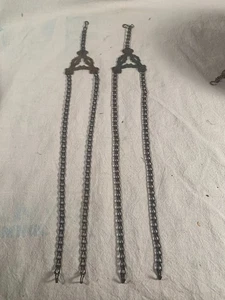 ANTIQUE SIDE CHAINS & Cast Brass SEPARATORS FOR HANGING LIBRARY OIL LAMP c1880s - Picture 1 of 3
