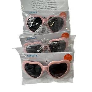 Set of 3 Carter's Heart Sunglasses Fun in the Sun 100% UVA/UVB Protection Pink - Picture 1 of 3
