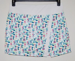 Pantaloncino golf traspirante donna bianco stampa geometrica PGA Tour nuovo con etichette taglia XL - Foto 1 di 16