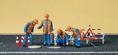 Preiser 10445 escala HO personas trabajando -- trabajadores urbanos con accesorios Foto 1 de 4