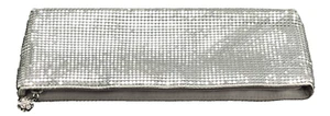 Vintage Neiman Marcus Silver Metallic Mesh Metal Evening Clutch Bag Purse Zip - Picture 1 of 10