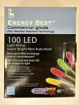 Energy Best 100 LED Mini Super Bright Light String Color Bulbs Christmas NEW - Image 1 of 2