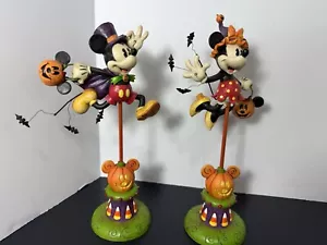 Set of 2 Mickey Minnie Mouse Disney Parks 8" Resin Halloween Figures Boo To You - Picture 1 of 13
