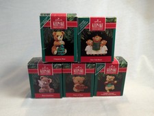 Hallmark Keepsake Ornaments Bear Lot of 5 1990-91 Beard Good Deal, Notes Of Chre