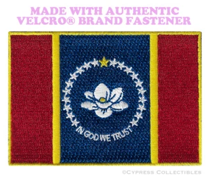 MISSISSIPPI FLAGGE AUFNÄHER BESTICKT 2020 neu MAGNOLIA mit VELCRO® Markenverschluss - Bild 1 von 1