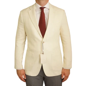 Blazer uomo Suitsupply avana patch sfoderato misto lino seta Ferla EU52 UK/42 - Foto 1 di 11