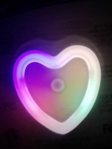 2X Multi color LED Heart LED Night Light Automatic Light Sensor NEW Sealed Cute - Picture 1 of 5