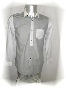 B - Très Jolie Chemise Fantaisie Gris Blanc Flash & Partners RAER RA-RE Taille M - Foto 1 di 7