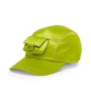 Fendi Baseball Cap NWT Unisex Logo Acid Green Shiny Fabric Adjustable Hat $920 - Picture 1 of 13