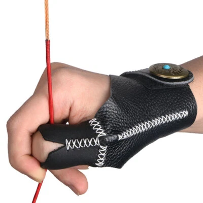 Archery Soft Leather Thumb Ring Finger Guard Protector for Right Hand Shooting - Image 1 of 4