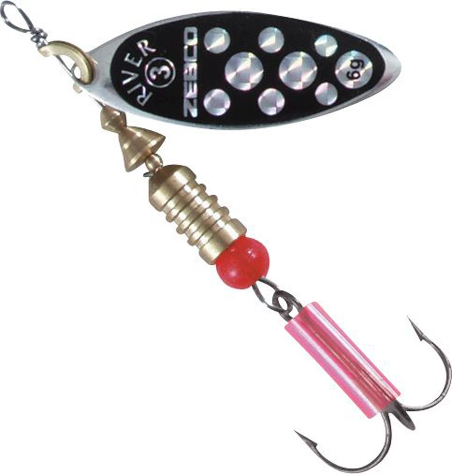 ZEBCO River Spinner schwarz/silber Punkte - 5 Größen - Strömungsspinner - Bild 1 von 1