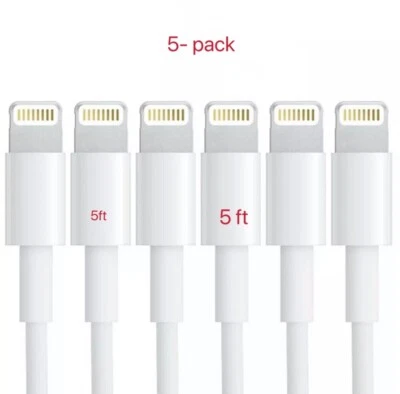 5xPack Of 5Ft Charging Cable Charger Cord For Apple iPhone XR X Xs MAX 8 7 6 6S - Image 1 of 2