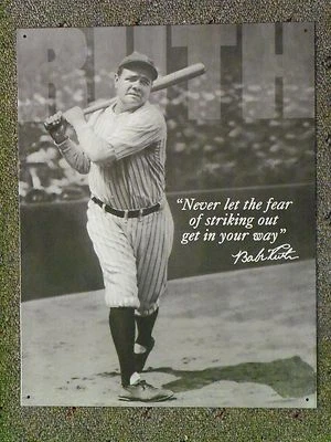  Babe Ruth Yankees print on heavy duty tin sign & 1932 called shot 2012 schedule - Image 1 of 2