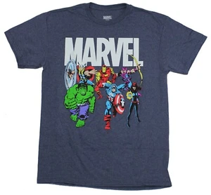 Medium MARVEL COMICS Avengers Super Heros Short Sleeve T-Shirt Navy Blue Mens - Picture 1 of 6