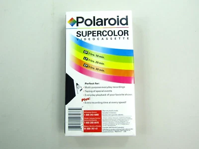 Videocassette Polaroid Supercolor T-120 extra de colección 6,5 horas 30 minutos extra nuevo Foto 1 de 4