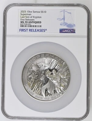 2025 Samoa DC Superman Last Son of Krypton 10 oz Multilayer Silver NGC MS70 FR - Image 1 of 3