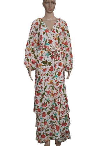 PALM ANGELS Maxi abito FIGUE Frederica Paradise stampa batik lungo avvolgente cravatta abito in seta XS S