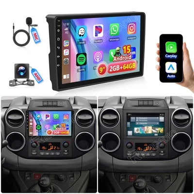 RRRRADIO 64GB Android 15 Carplay Radio For Citroen Berlingo 2 2008-2019 Partner Peugeot