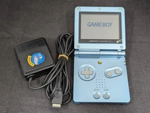 L4471 Nintendo Gameboy Advance SP console Pearl Blue Japan GBA w/adapter - Picture 1 of 6
