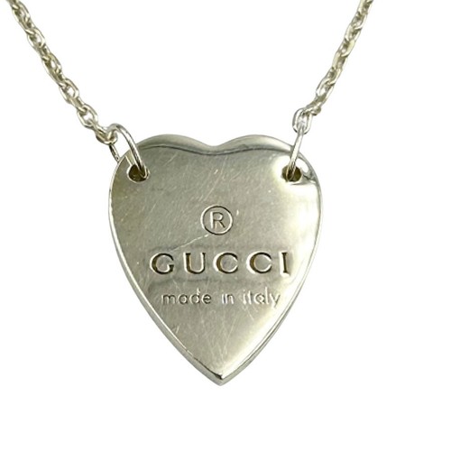 Collana Gucci 223512 J8400 8106 Marchio Cuore Ciondolo Ag925 Argento Sterling