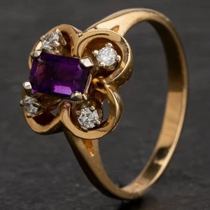 Anillo de lujo de diamantes amatista de oro amarillo de 14 quilates de segunda mano 4342008 - Imagen 1 de 1