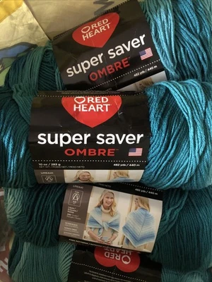 Red Heart Super Saver Ombre Yarn-Deep Teal - Image 1 of 3