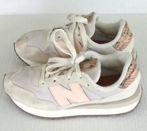Size 4 New Balance Big Girls GS237ATR Beige Running Shoes - Picture 1 of 11