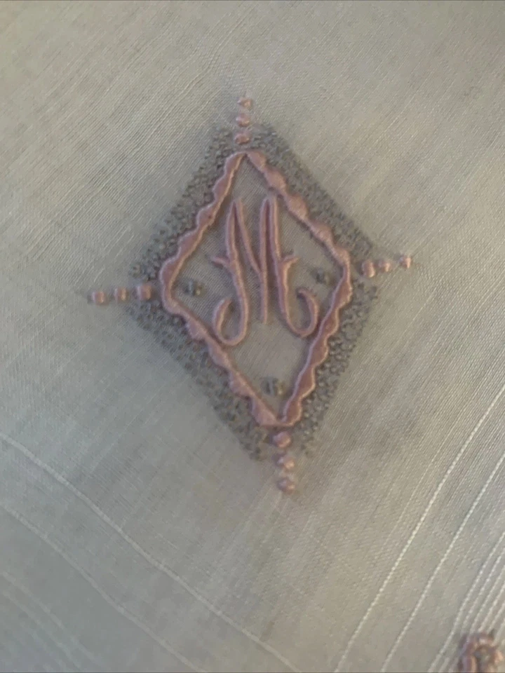 De Colección Monograma “M” Handky Boda Blanco Lino Madeira Bordado - Excepcional Foto 1 de 4