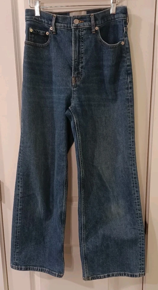 Everlane The Way High Sailor Jean 女式 28 码常规蓝色宽腿喇叭 — 第 1/4 张图片